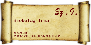 Szokolay Irma névjegykártya