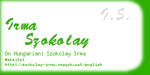 irma szokolay business card